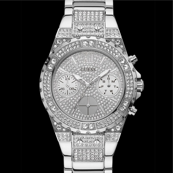 New GUESS SILVER TONE CASE SILVER TONE STAINLESS STEEL WATCH - Picture 5 of 8